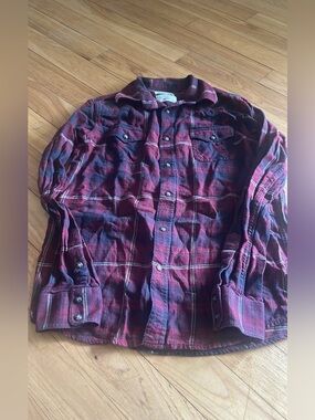 Ariat Burgundy and Navy Plaid Button-Down Shirt